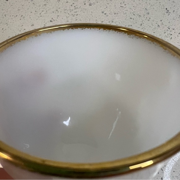 Vintage 50s FIRE KING Creamer & Sugar | 22K Gold Rim | Golden Anniversary Swirl - Picture 6 of 12